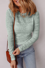 Load image into Gallery viewer, Semi Sheer Lace Long Sleeve Cropped Top