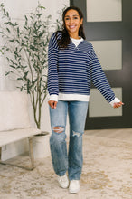 Load image into Gallery viewer, Almost Therapeutic Drop Shoulder Pullover in Navy