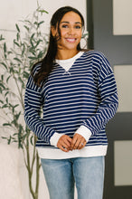 Load image into Gallery viewer, Almost Therapeutic Drop Shoulder Pullover in Navy
