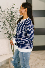 Load image into Gallery viewer, Almost Therapeutic Drop Shoulder Pullover in Navy