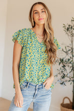 Load image into Gallery viewer, Anywhere We Go Flutter Sleeve Top in Blue Combo