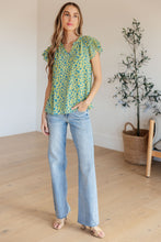 Load image into Gallery viewer, Anywhere We Go Flutter Sleeve Top in Blue Combo