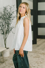 Load image into Gallery viewer, Camellia Split Neck Embroidered Tank in Off White