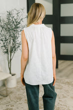 Load image into Gallery viewer, Camellia Split Neck Embroidered Tank in Off White