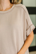 Load image into Gallery viewer, Catch Me Loungin’ Cable Ribbed Knit Top in Ash Mocha