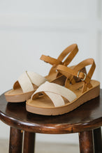 Load image into Gallery viewer, Chester Platform Nubuck Wedge Sandals in Cream