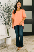 Load image into Gallery viewer, Counter Part Crinkle Woven V-Neck Top in Coral