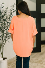Load image into Gallery viewer, Counter Part Crinkle Woven V-Neck Top in Coral
