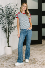 Load image into Gallery viewer, Country Stripe Casual Tee in Navy White