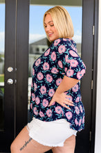 Load image into Gallery viewer, Essential Blouse in Navy and Pink Daisies
