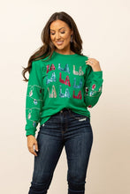 Load image into Gallery viewer, Fa La La Sequins Green Sweater