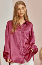 Load image into Gallery viewer, Save Your Applause Magenta Satin Blouse