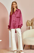 Load image into Gallery viewer, Save Your Applause Magenta Satin Blouse