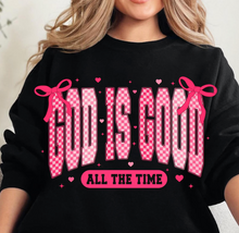 Load image into Gallery viewer, God is Good Pink Bows Graphic Tee and Sweatshirt