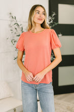 Load image into Gallery viewer, Grace & Virtue Balloon Sleeve Blouse in Coral