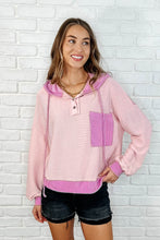 Load image into Gallery viewer, Here for Now Color Block Hoodie in Pink
