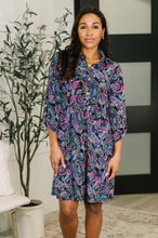 Load image into Gallery viewer, Inspire Collared Dress in Black and Cool Paisley