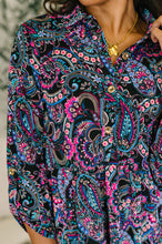 Load image into Gallery viewer, Inspire Collared Dress in Black and Cool Paisley