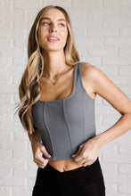 Load image into Gallery viewer, It's All About the Balance Twill Square Neck Crop Top in Titanium