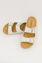 Load image into Gallery viewer, Jete Double Buckle Slides in White