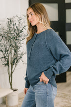 Load image into Gallery viewer, Just For Me Henley Brushed Pullover in Dusty Blue