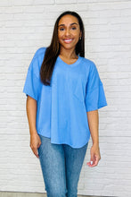Load image into Gallery viewer, Just a Casual Girly V-Neck Basic Tee in Periwinkle Blue