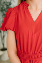 Load image into Gallery viewer, Keep You Coming Balloon Sleeve Tiered Dress in Red