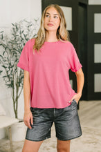 Load image into Gallery viewer, Leave It to Me Waffle Knit Relaxed Tee in Pink