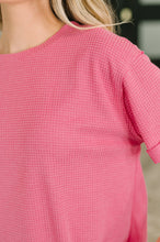 Load image into Gallery viewer, Leave It to Me Waffle Knit Relaxed Tee in Pink