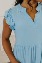 Load image into Gallery viewer, Lizzy Forever Flutter Sleeve Dress in Blue Crush