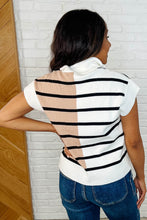 Load image into Gallery viewer, Lonely Traveler Striped Quarter Zip Vest in White