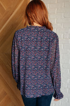 Load image into Gallery viewer, Lucid Dream Ruffle Neckline Blouse in Navy