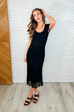 Load image into Gallery viewer, On the Town Lace Scoop Neck Dress in Black