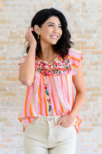 Load image into Gallery viewer, Orange Blossoms Flutter Sleeve Blouse
