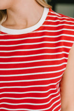 Load image into Gallery viewer, Quite Intimately Striped Muscle Tee in Red