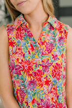 Load image into Gallery viewer, Sea Spray Collared Sleeveless Top in Island Bloom