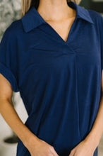 Load image into Gallery viewer, Sea You Soon Collared Top in Navy