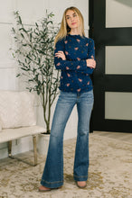 Load image into Gallery viewer, Something in the Air Lettuce Hem Longsleeve Top in Navy