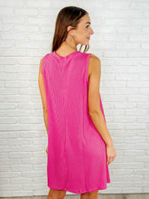 Load image into Gallery viewer, The Power I Hold V-Neck Ribbed Knit Dress in Fuchsia