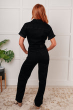 Load image into Gallery viewer, Tilda Short Sleeve Control Top Denim Jumpsuit
