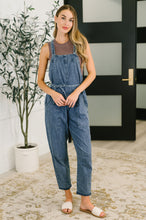 Load image into Gallery viewer, Too Cute to Compute Waist Tie Overalls in Dark Blue
