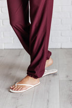 Load image into Gallery viewer, Runner's High Drawstring Joggers in Red Merlot