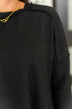 Load image into Gallery viewer, Wander & Rest Cable Ribbed Knit Drop Shoulder Top in Black