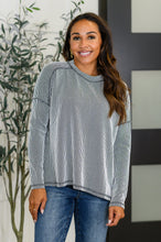 Load image into Gallery viewer, Wander & Rest Cable Ribbed Knit Drop Shoulder Top in Black/White