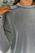 Load image into Gallery viewer, Wander & Rest Cable Ribbed Knit Drop Shoulder Top in Black/White