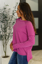 Load image into Gallery viewer, Wander & Rest Cable Ribbed Knit Drop Shoulder Top in Plum