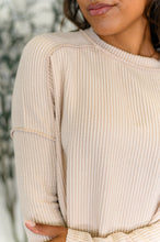 Load image into Gallery viewer, Wander & Rest Cable Ribbed Knit Drop Shoulder Top in Sand Beige