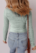Load image into Gallery viewer, Semi Sheer Lace Long Sleeve Cropped Top