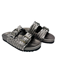 Load image into Gallery viewer, Intertwine Dual Woven Strap Slide in Pewter