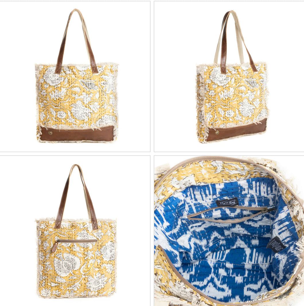 Golden Prairie Leaf Tote Bag
